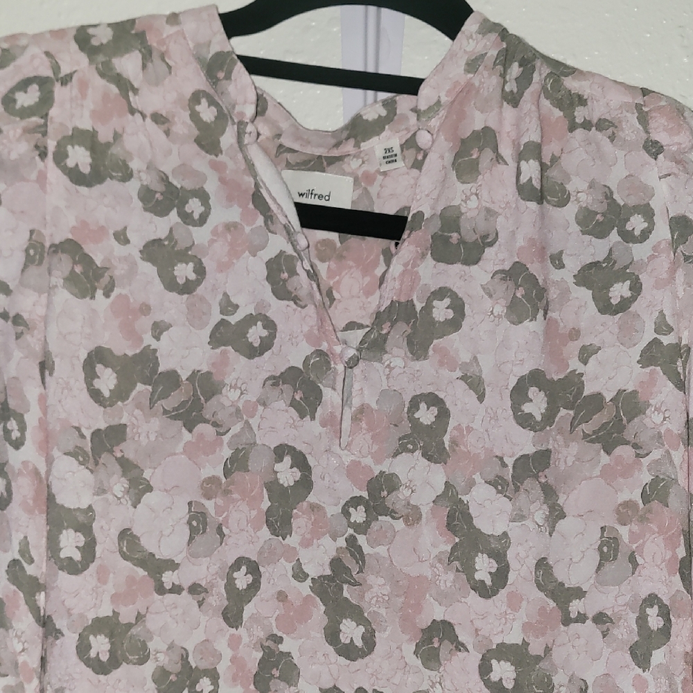 Wilfred Pink 3/4 Sleeve Mandarin Collar Blouse
